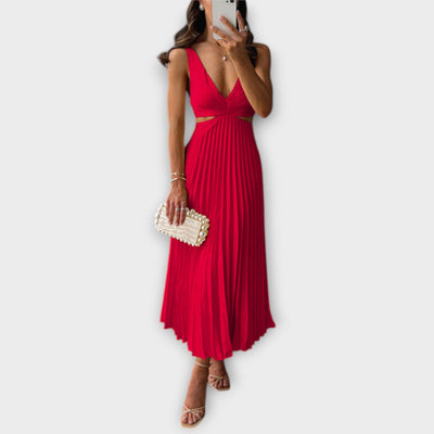 Elegant Midi Evening Dress with Pleats