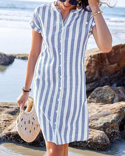 Eveline – Elegant Striped Shirt Dress