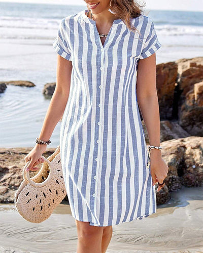 Eveline – Elegant Striped Shirt Dress