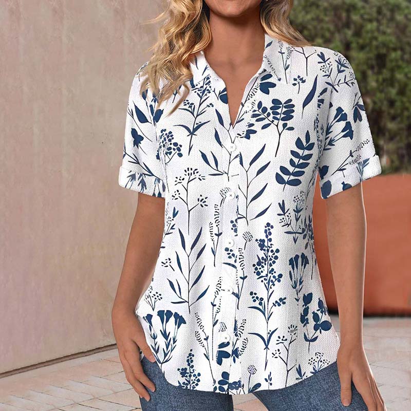 BETSY | Casual Leaf Print Blouse
