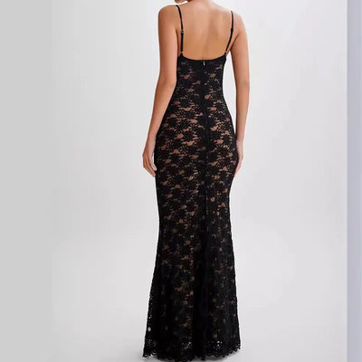 Selene – Black Lace Midi Dress