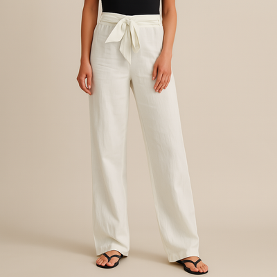 Gwyneth - Elegant Tie Waist Linen Pants