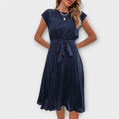 Claire - Short Sleeve, Pleated, Casual Midi Dress