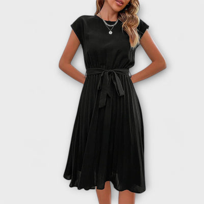 Claire - Short Sleeve, Pleated, Casual Midi Dress