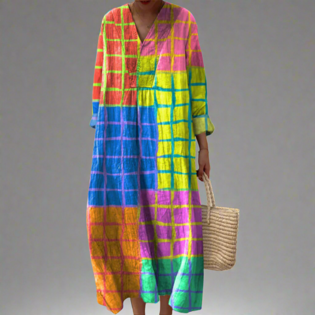 Leona™ | Vibrant Plaid Maxi Dress