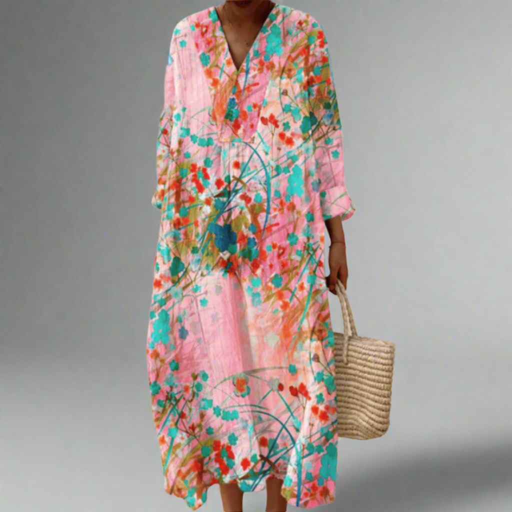 Carol - Soft Blush Floral Flow Dress