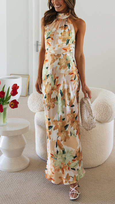 Shannon | Floral Halter Maxi Dress