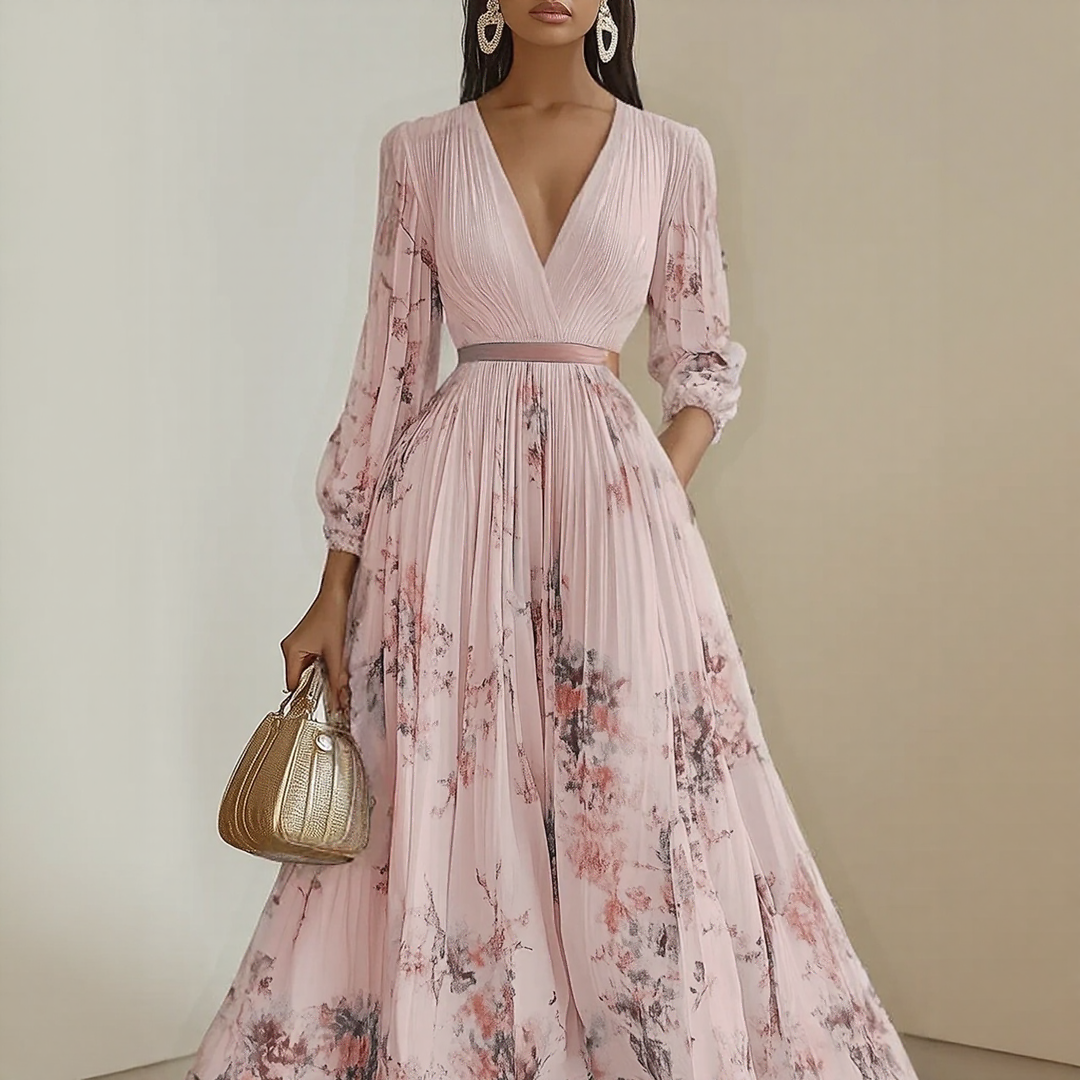 Milano-Elegant Pleated Maxi Dress