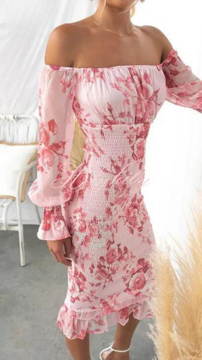 Dahlia - Stunning Off Shoulder Midi Dress