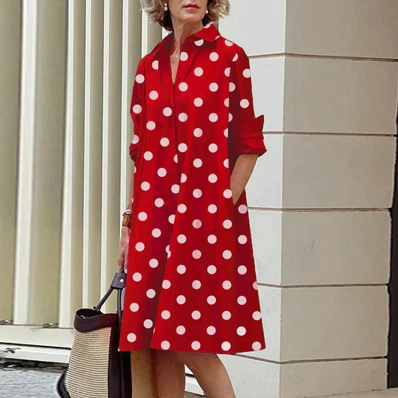Clara | Retro Midi Dress with Collar and Elegant A-Line