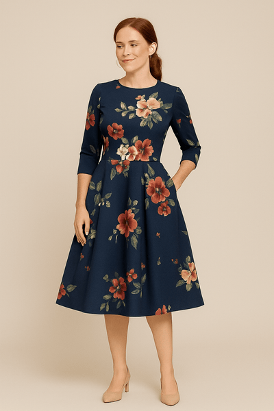 Malie Women's A-Line Dress - Floral Print Elegant Style