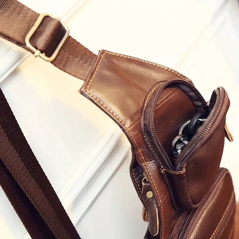 Adjustable Vintage Leather Sling Bag | Vance