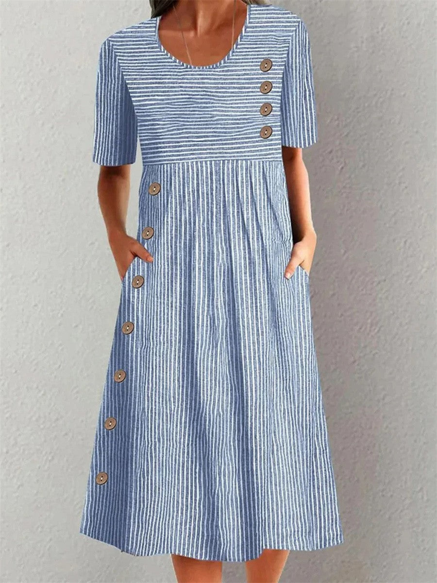 Renée | Striped Midi Dress with Elegant Fit