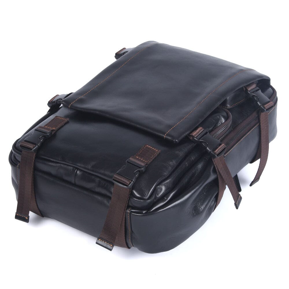 Mens Black Leather Backpack | Lysander